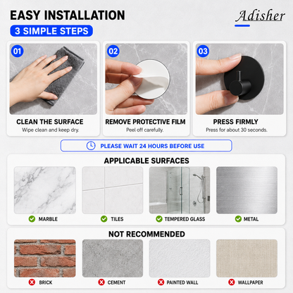 Self Adhesive Hooks 4 Pack Extra Sticky for Bathroom Kicthen Door Hanging