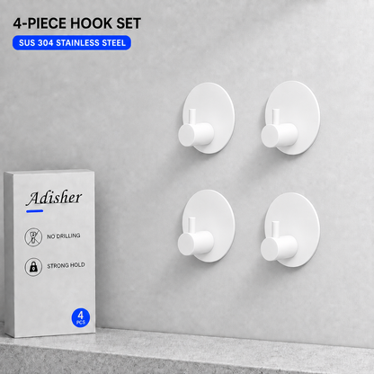 Self Adhesive Hooks 4 Pack Extra Sticky for Bathroom Kicthen Door Hanging