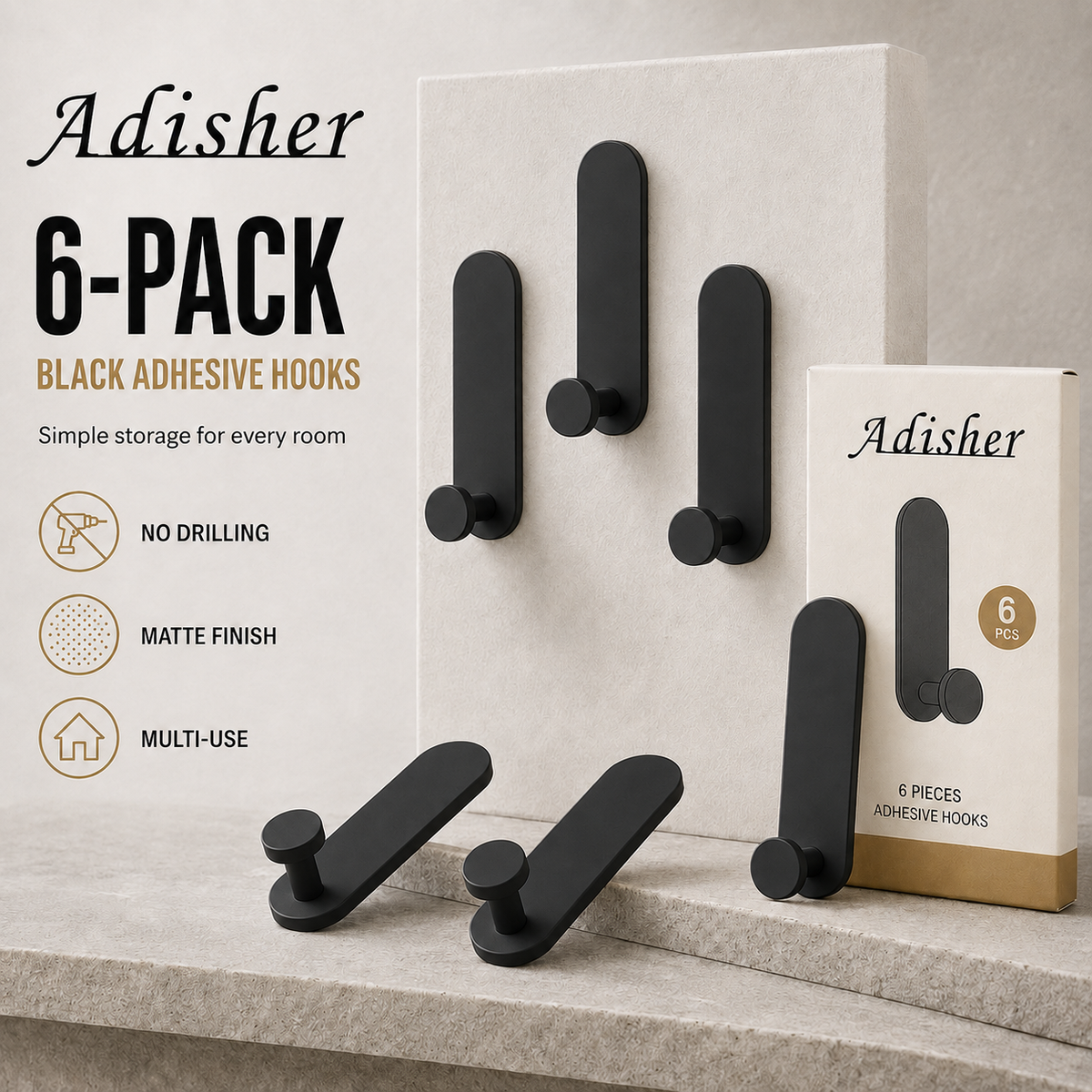 Sticky Hooks Extra Strong Self Adhesive Towel Holder Hooks Stick on Wall Over Door for Hanging Coat Hat Robe Bath Towel in Bathroom Shower Kitchen,4 Pack